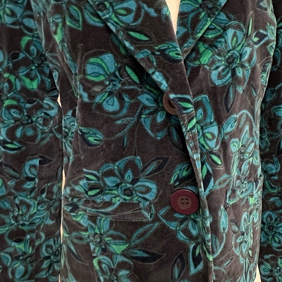 Caslon Floral Print Velvet Blazer Blue & Green Size Large - Picture 3 of 8